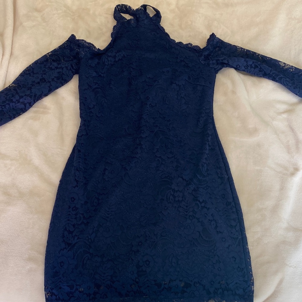 Large Long Sleeve Blue Lace Dress